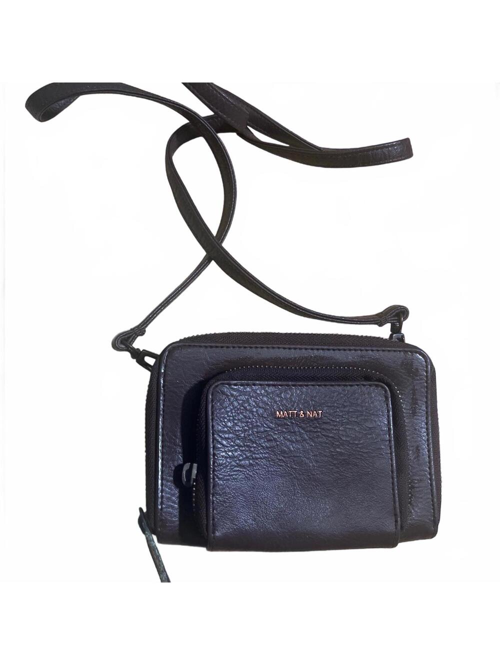 Matt & Nat Brown Eco Friendly Vegan Leather Crossbody zipper Coin Purse Pouch